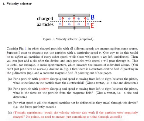 Solved 1. Velocity selector charged particles B E O Figure | Chegg.com