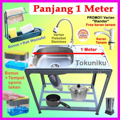 Jual Wastafel Cuci Piring Portable 1 meter Sink Bak Cuci Piring Panjang 1m - standar - Kab ...