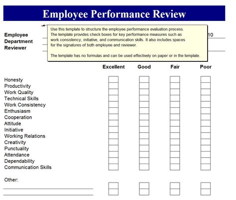 Employee Performance Review Forms Free Printable