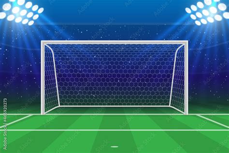 3d football stadium with soccer goal front view Stock Vector | Adobe Stock