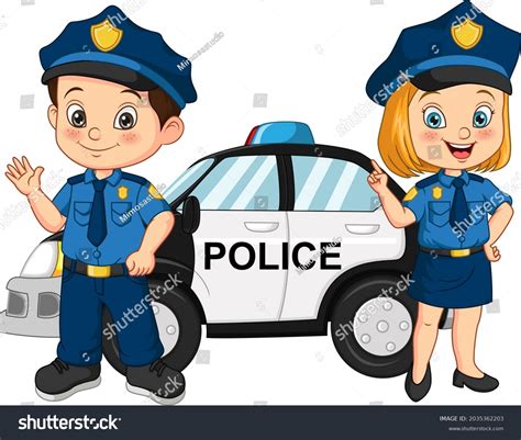 Niños de la policía de caricaturas: vector de stock (libre de regalías) 2035362203 | Shutterstock