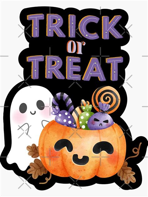 "Kawaii Cute and Spoopy Trick or Treat Halloween Candy Pumpkin Ghost" Sticker for Sale by ...