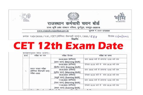 Rajasthan CET 12th Level Exam Date 2023 Hall Ticket Download Link Here ...