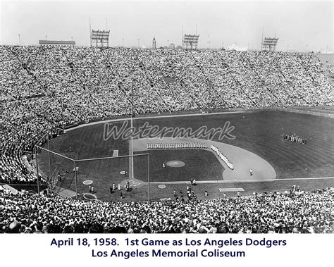 MLB 1958 Inaugural Game as Los Angeles Dodgers Memorial Coliseum 8 X 10 Photo | eBay