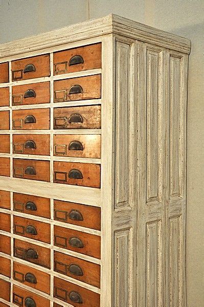 Sixty drawer wood file cabinet with raised panel sides circa 1900. Ht ...