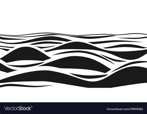 Abstract black and white striped 3d waves Vector Image