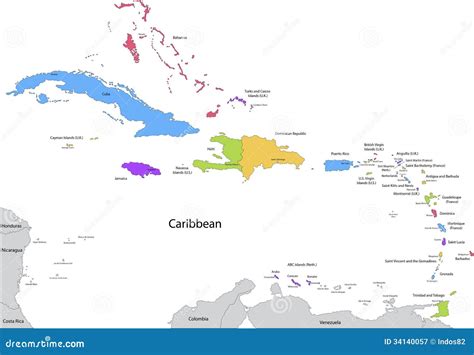 Caribbean map stock vector. Illustration of barbados - 34140057