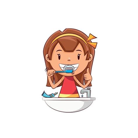 Royalty Free Girl Brushing Teeth Clip Art, Vector Images ...