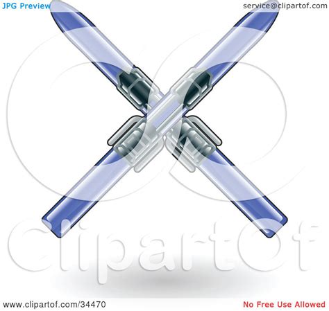 Clipart Illustration of Two Crossed Blue Skis by AtStockIllustration #34470