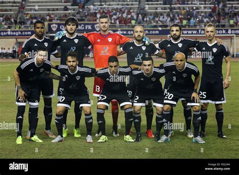 Baku, Azerbaijan. 05th Aug, 2015. Qarabag FK team start the game during the UEFA Champions ...