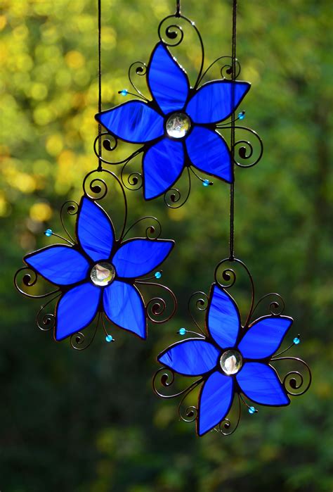 Stained Glass Window Hangings Suncatcher Christmas Flower - Etsy ...