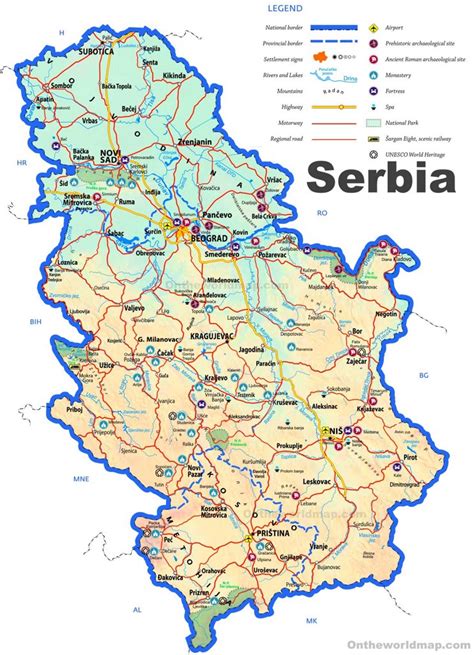 Serbia Tourist Map - Ontheworldmap.com