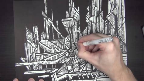 Drawing a Futuristic City - YouTube