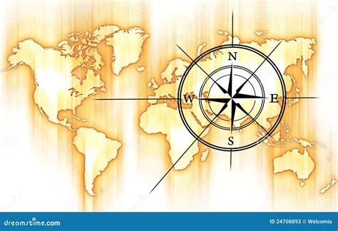 World and Compass stock illustration. Illustration of yellow - 24708893