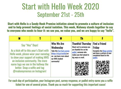 Start With Hello Week | Maloney High School CT