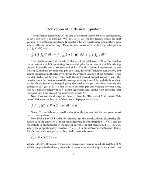 Derivation of Diffusion Equation