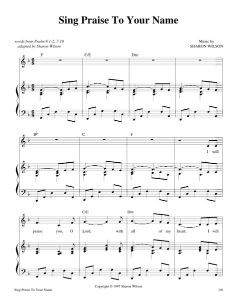 Sing Praise to Your Name (Psalm 9) Sheet Music | Sharon Wilson | Piano ...