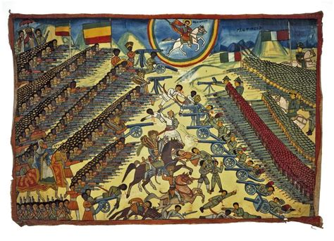 Battle of Adwa Oil painting on cotton cloth depicting the Battle of ...