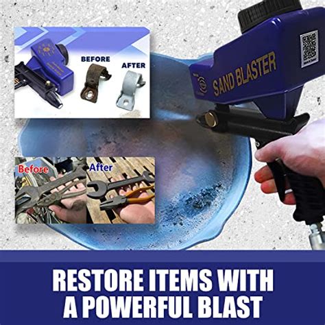 LE LEMATEC Sand Blaster Gun Kit for Air Compressor; Paint and Rust Remover for Metal, Wood and ...