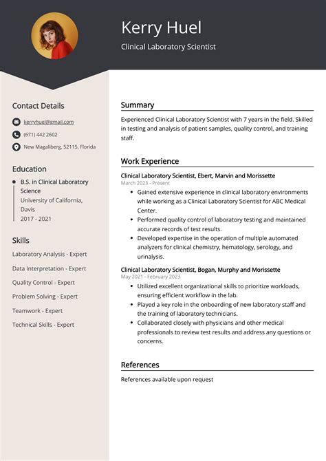 Clinical Laboratory Scientist CV Example for 2023 (Skills & Templates)