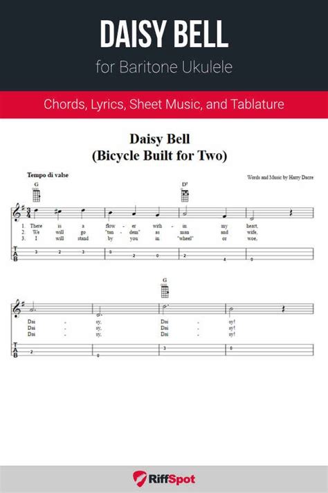 Daisy Bell (Bicycle Built for Two) for Baritone Ukulele | Sheet music ...