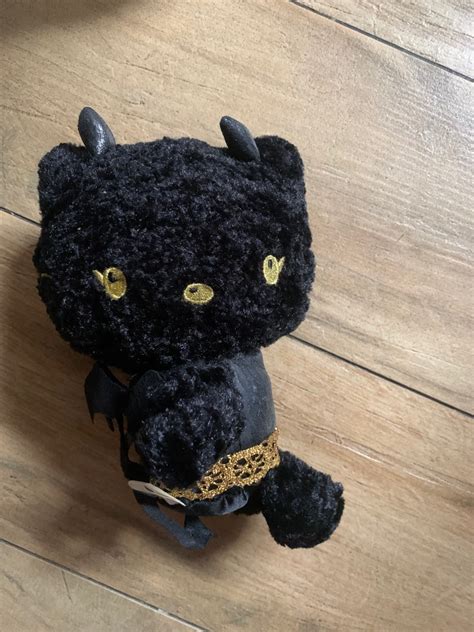 RARE Black Hello Kitty Devil Mascot sized Plush with Gold Detail, Hobbies & Toys, Toys & Games ...