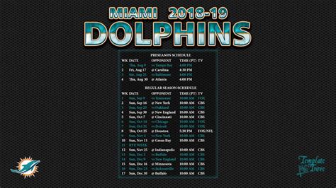 2018-2019 Miami Dolphins Wallpaper Schedule