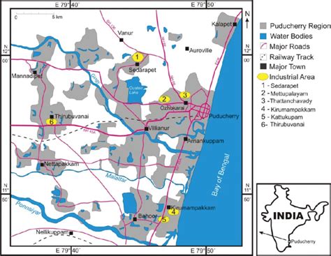 (Colour online) Study area map of Puducherry. | Download Scientific Diagram