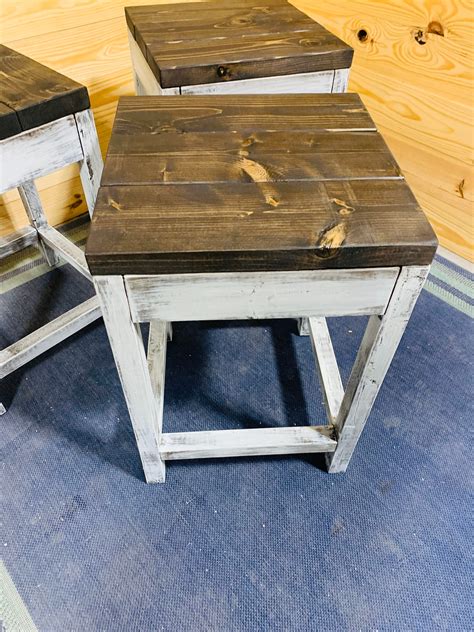 Rustic Farmhouse Counter Height Stools, Espresso Brown Top and ...