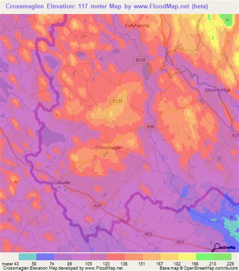 Elevation of Crossmaglen,UK Elevation Map, Topography, Contour