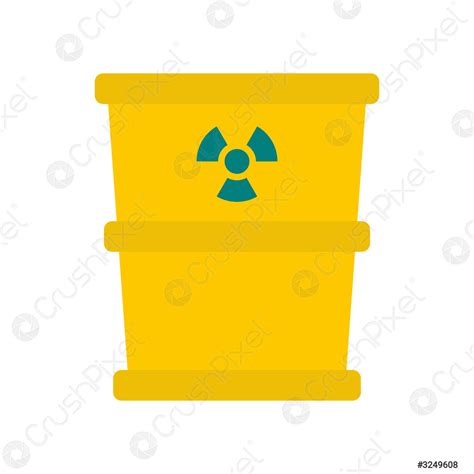 Trash barrel with radioation sign icon, flat style - stock vector 3249608 | Crushpixel