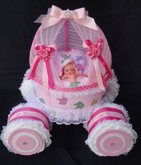 Princess Coach Carriage Diaper Cake www.facebook.com/DiaperCakesbyDiana | Diaper Cakes ...