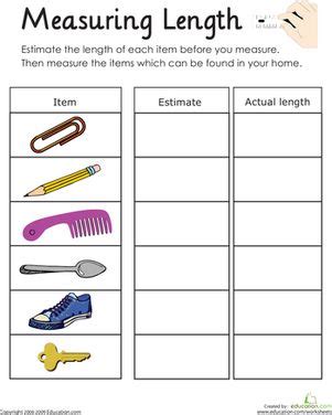 a printable worksheet for measuring length with different items on the bottom right hand corner