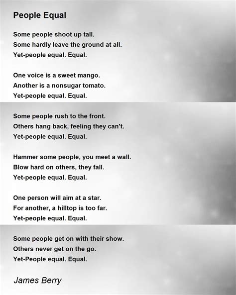 People Equal - People Equal Poem by James Berry