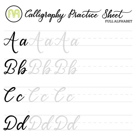 Beginner Printable Calligraphy Practice Sheets