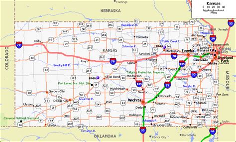 Online Maps: Kansas Map with Cities