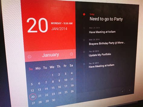 Calendar Widget by Arun on Dribbble