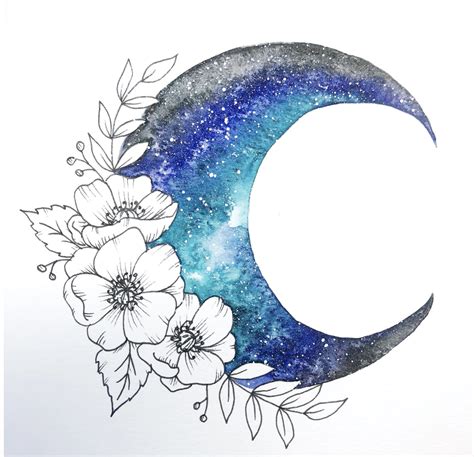 Floral watercolor galaxy moon tutorial – Artofit