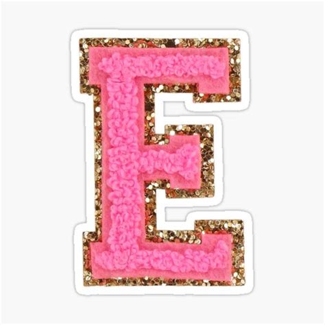 E - Bubblegum Glitter Varsity Letter Patches Sticker by Monograms Ultd in 2022 | Lettering ...