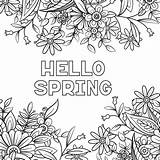Hello Spring Coloring Pages sketch template