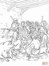 Coloring Nativity Scene With Shepherds Pages sketch template