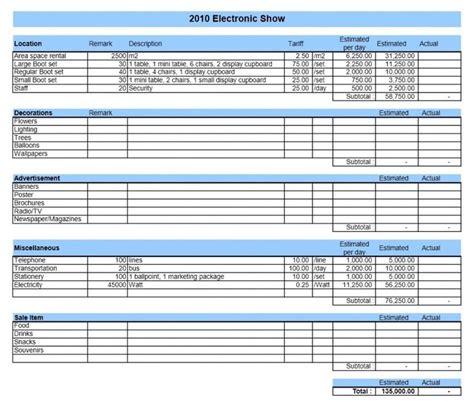 Explore Our Example of Trade Show Budget Template | Event budget ...