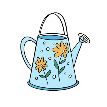 Premium Vector | A cartoon drawing of a watering can with orange and ...