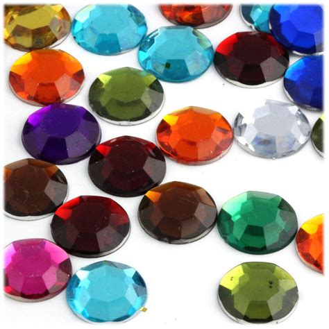 Rhinestones | Flatback | Round | 16mm | 72-pc | Jewel Tone Assortment ...