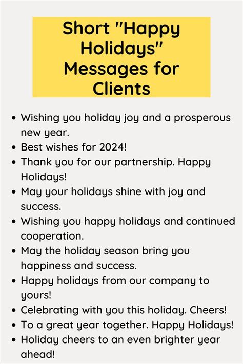 Short Happy Holidays Messages for Clients | Business writing skills ...