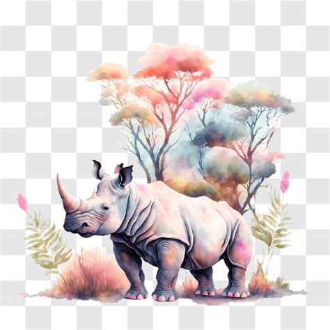 Download Rhino Standing in its Natural Habitat PNG Online - Creative ...