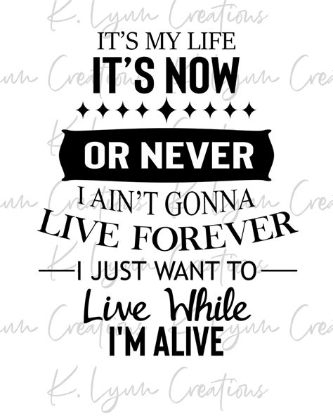 Bon Jovi It's My Life Song Quote, PNG, Cricut, Silhouette - Etsy