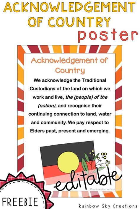 Aussie Teachers - check out this FREE and EDITABLE Acknowledgement of Country pos… | Aboriginal ...