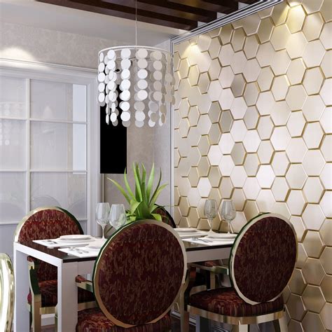 Art 3d Decorative 3D Wall Panels Faux Leather Tile, Golden Hexagon From Goodcomfortable, $0.10 ...