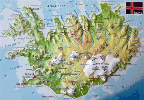 Raised relief map of Iceland | Iceland map, Map, Relief map